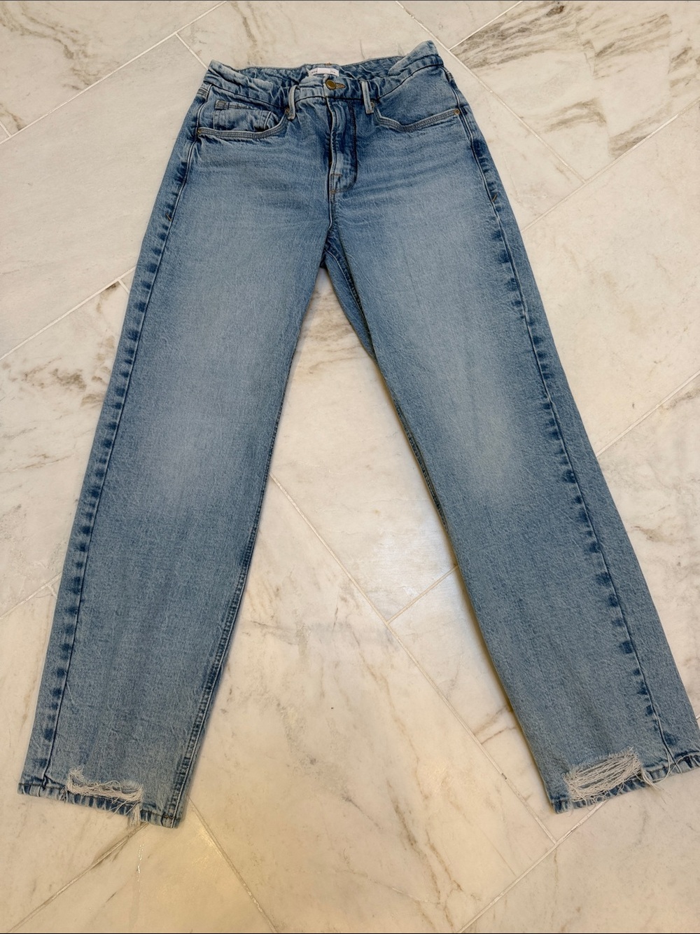 Good American Light Wash Straight Leg Jeans